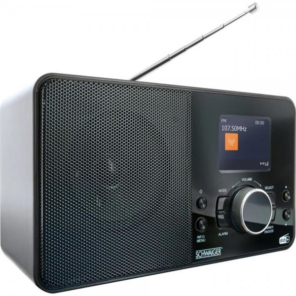 Schwaiger Radio DAB+/FM schwarz Klinkenbuchse stereo Farbdisplay Batterie Kunststoff Netzadapter