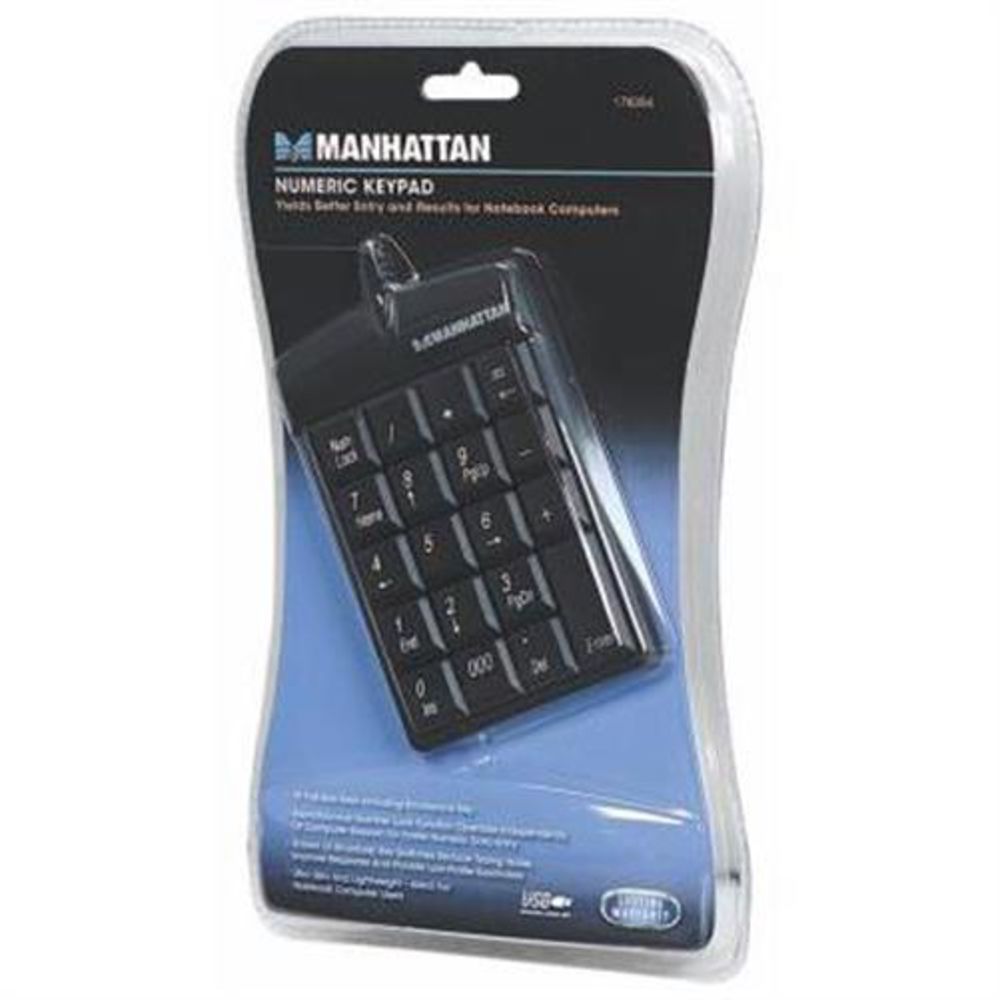 Manhattan USB-Nummernblock schwarz 176354 Ziffernblock Kabelgebunden 18 Tasten 