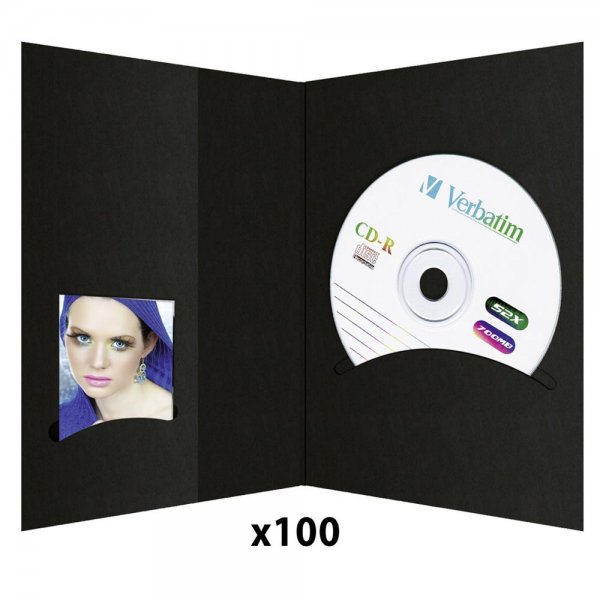1x100 Daiber Passbildmappen m. CD-Rom-Fach bis 10x15 schwarz