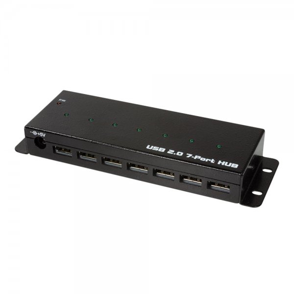 LogiLink UA0318 USB 2.0 Hub, 7-Ports, Industrieausführung, Abgeschirmtes Metallgehäuse