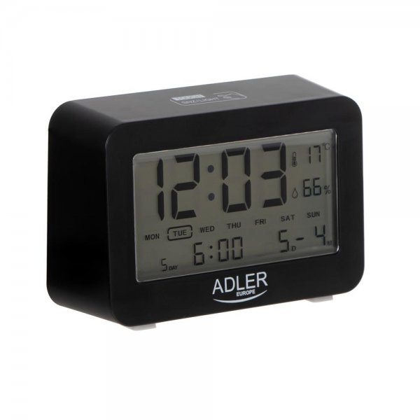 Adler AD 1196B Batteriebetriebener Wecker schwarz digital Hintergrundbeleuchtung 3 Alarme