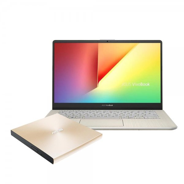ASUS Bundle VivoBook S14 Notebook 14 Zoll Full HD Matt und ZenDrive U9M DVD-Brenner Gold
