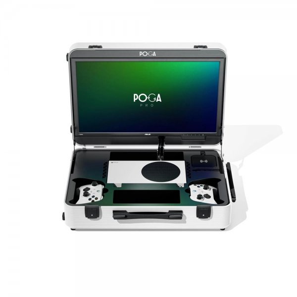 POGA Pro Xbox Series S Weiß Gamingkoffer inkl. Trolley und 21,5" ASUS Gaming Monitor