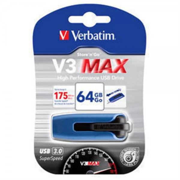 Verbatim (49807) Store n Go USB Speicher Stick V3 MAX USB 3.0 64GB Blau