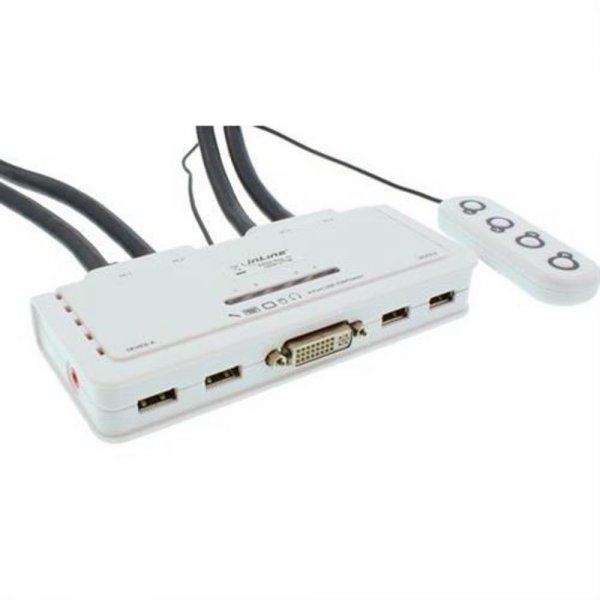 InLine ® KVM Switch, 4-fach, DVI-D, USB, mit Audio, int
