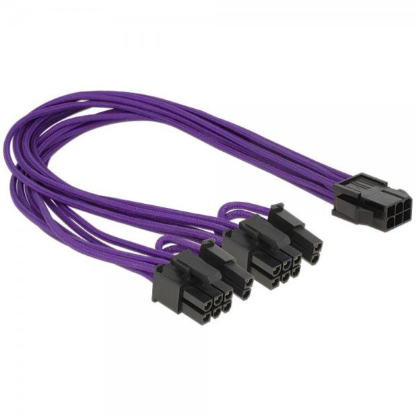 Delock Stromkabel PCI Express 6 Pin Buchse > 2 x 8 Pin Stecker Textilummantelung violett