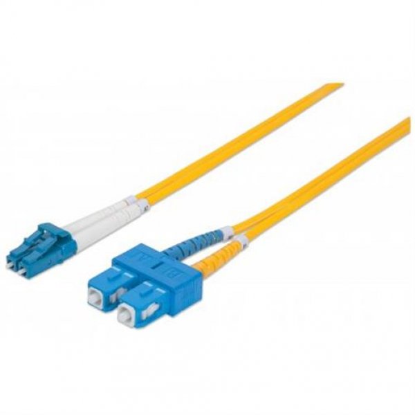 Intellinet Glasfaser LWL-Anschlusskabel, Duplex, Single, Gelb, 2m, OS2, LC/SC