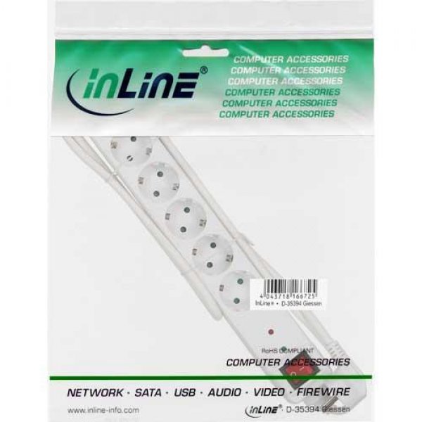 Diverse InLine® Steckdosenleiste, weiß, 6-fach mit Über