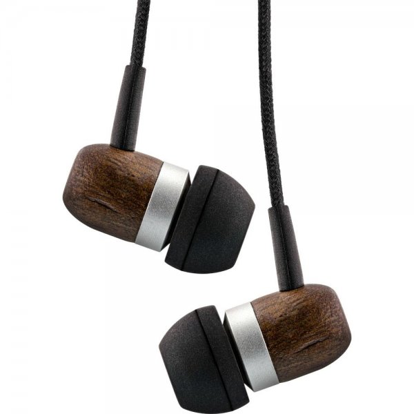 InLine woodline woodin-ear In-Ear Headset mit Kabelmikrofon und Funktionstaste Walnuß Echtholz