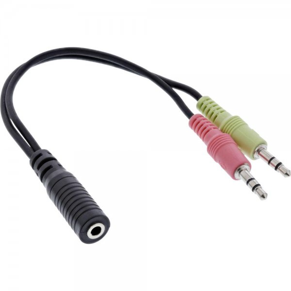 InLine Audio Headset Adapterkabel 2x 3,5mm Klinke Stecker an 3,5mm Klinke Buchse 4pol. OMTP 15 cm