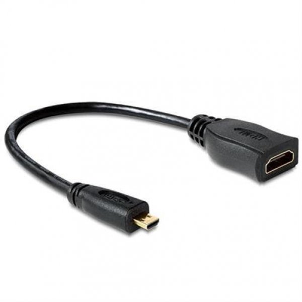 Delock Kabel High Speed HDMI mit Ethernet - HDMI Micro-D Stecker > HDMI-A Buchse 23 cm Schwarz