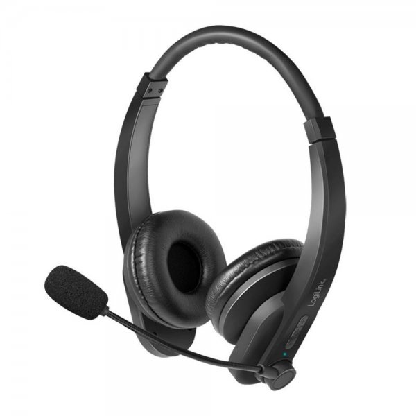 LogiLink Bluetooth Stereo Headset mit Mikrofon und Ladestation schwarz kabellos