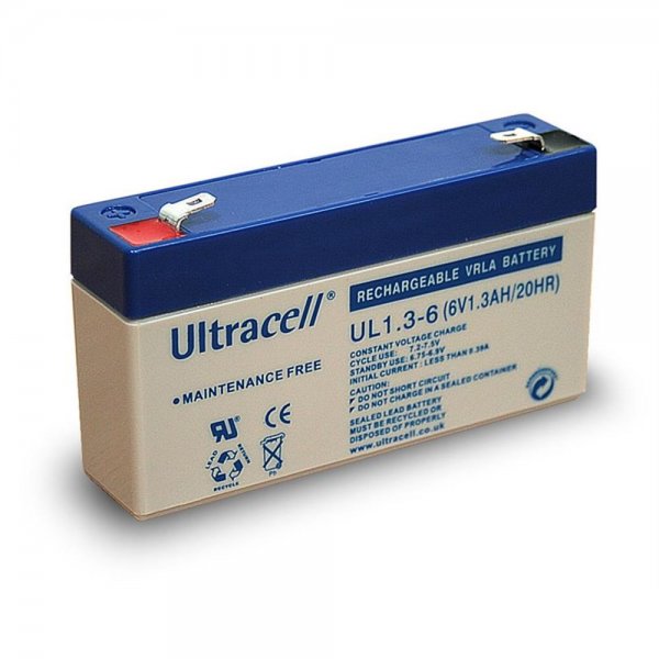 Wentronic Ultracell Bleiakku 6V 1,3Ah (UL1.3-6) wiederaufladbar für USV Notstrom